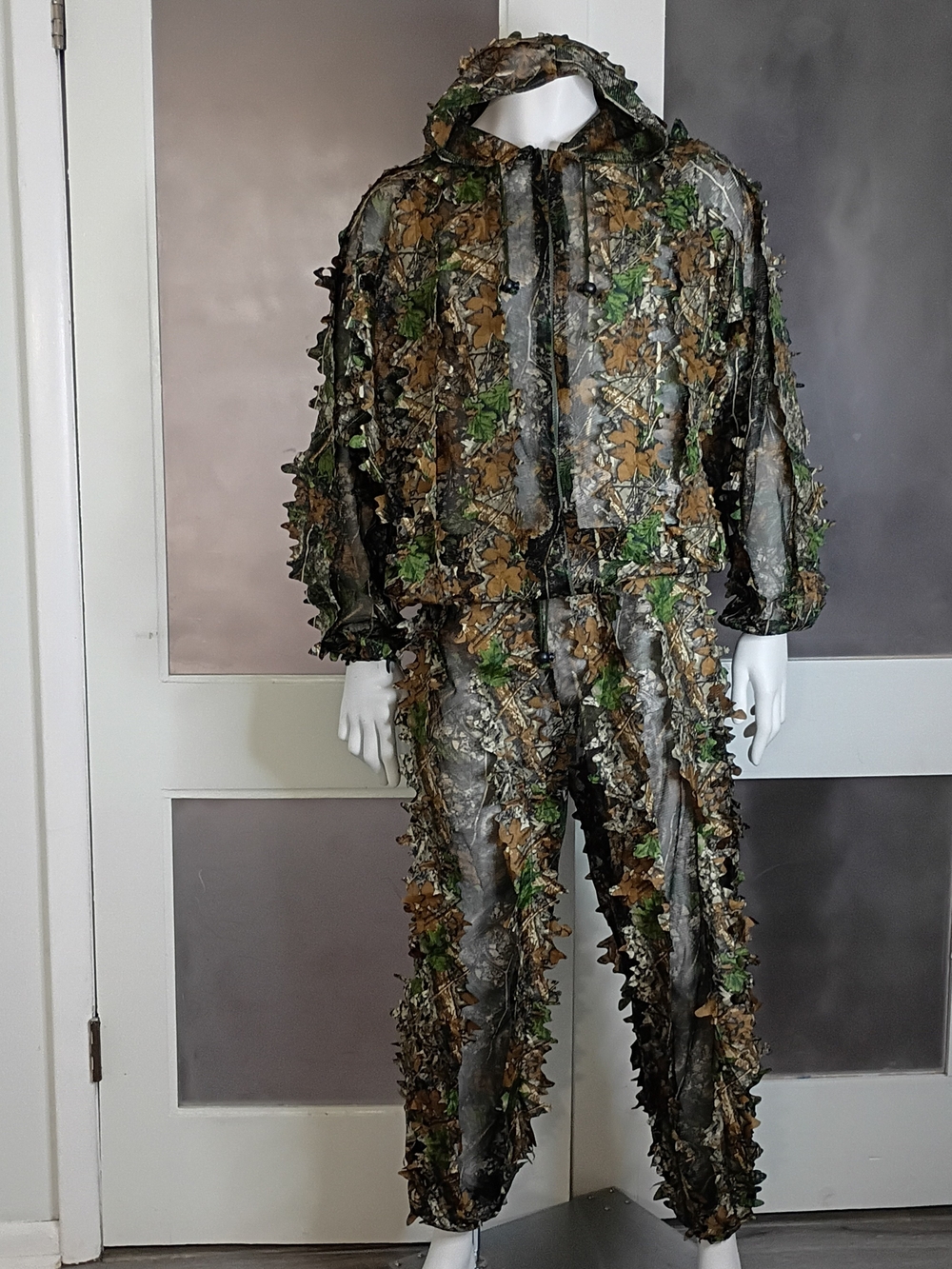 NWOT 3D Leafy Camouflage Hunting Ghillie Pants & Hoodie Set - Green/Brown